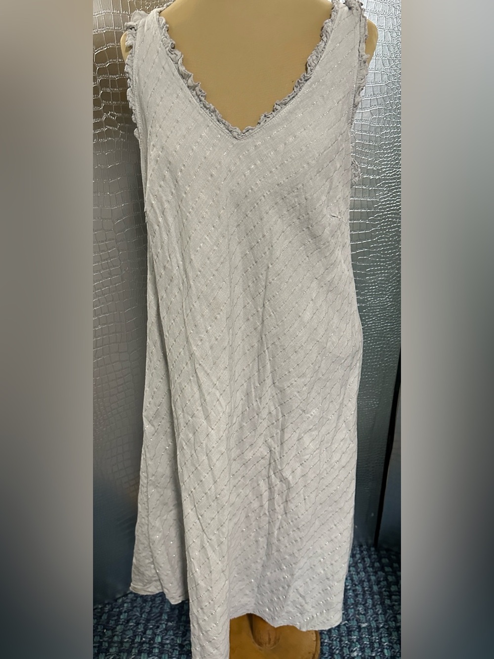 For Her Paris Sleeveless Midi Dress in Light Gray with Subtle Diamond Texture